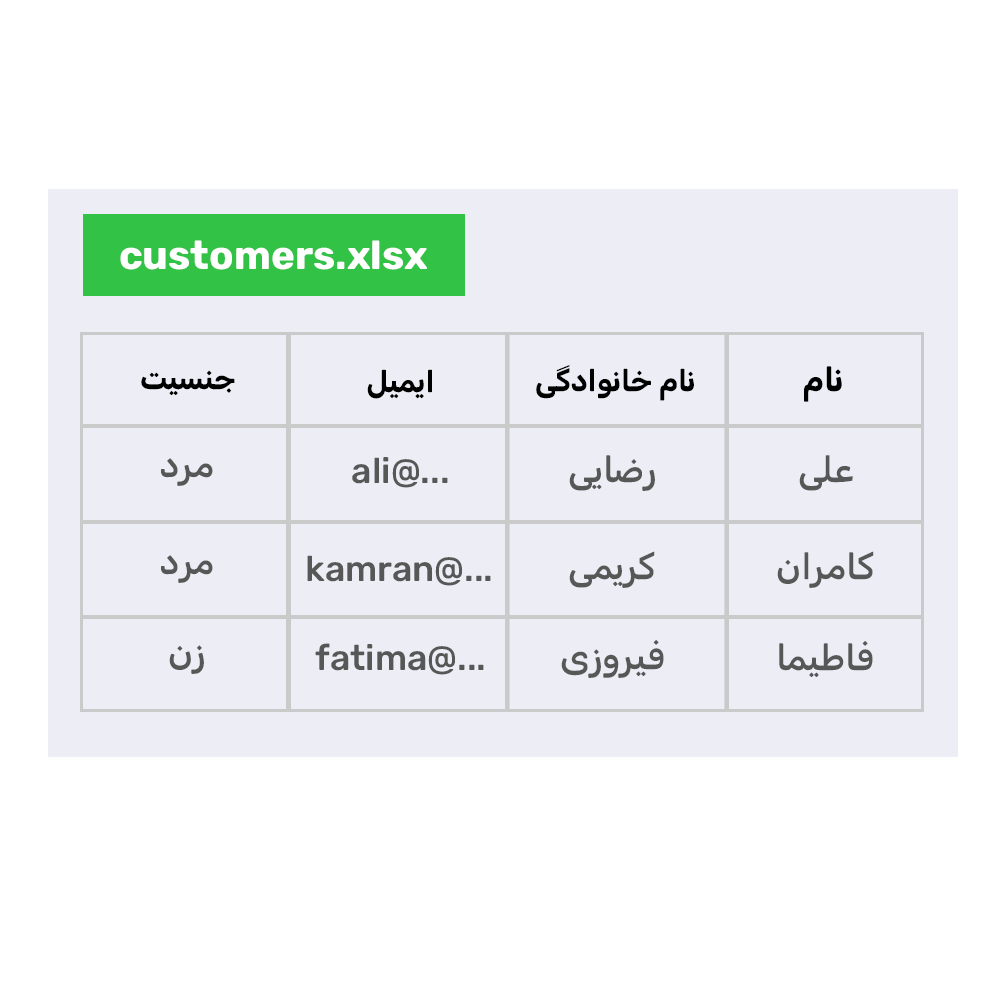 افزودن مشتریان بصورت دسته جمعی با فایل اکسل