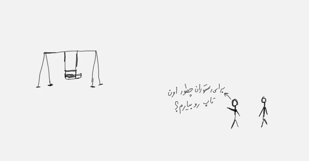 یک تصویر اسکچ طنز راجب تاب آوری رستوران
